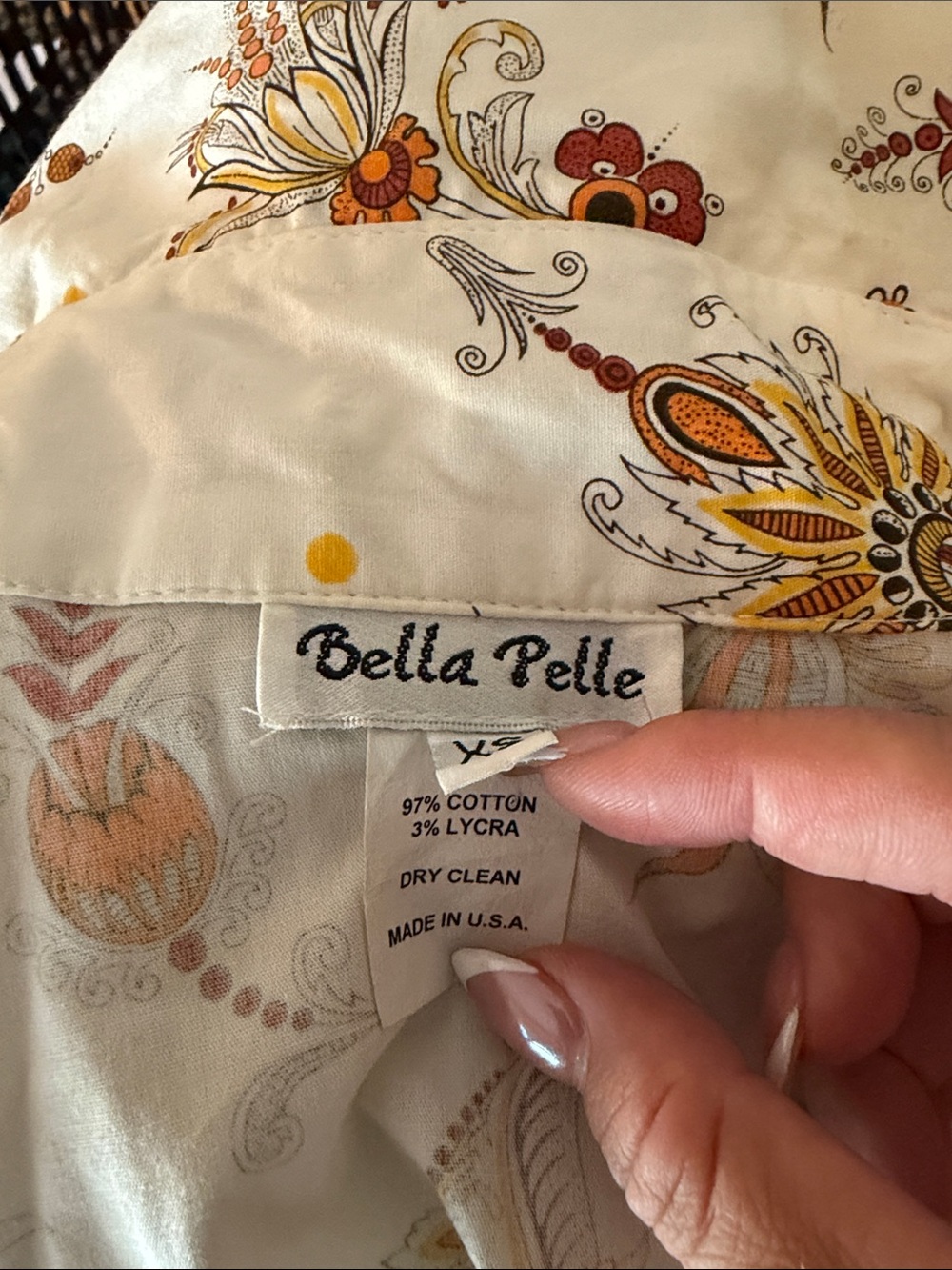 Bella Pelle Vintage Paisley Button-Up Shirt – XS – Retro Boho Cotton Blouse - Picture 4 of 5